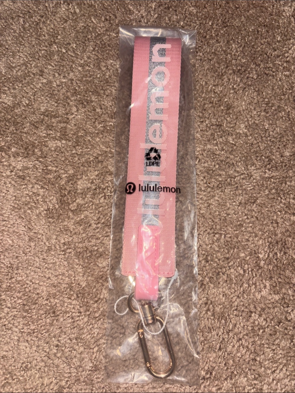 lululemon Pink Branded Lanyard Keychain